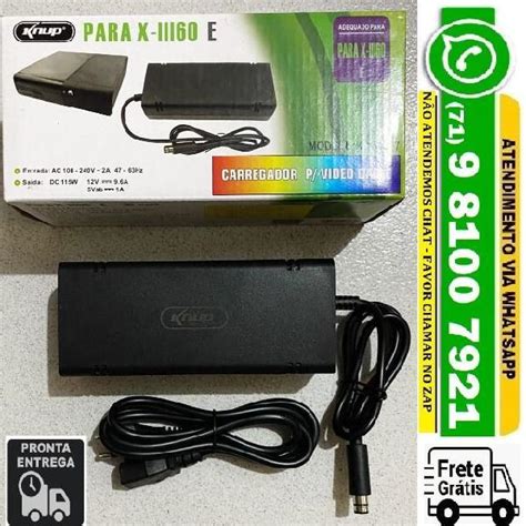 Fonte Cabo Xbox 360 Super Slim 120w Bivolt 110v 220v 1 Pino Em Salvador