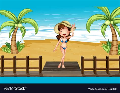 Cartoon Beach Girl Royalty Free Vector Image Vectorstock