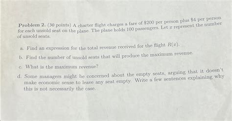 Solved Problem 2 30 ﻿points ﻿a Charter Flight Charges A