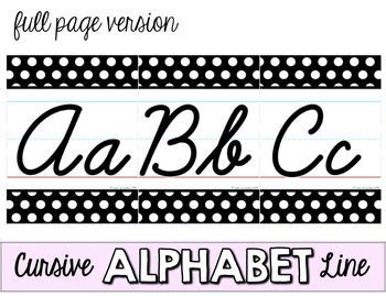 Cursive Alphabet Line Black White Polka Dot Alphabet Line