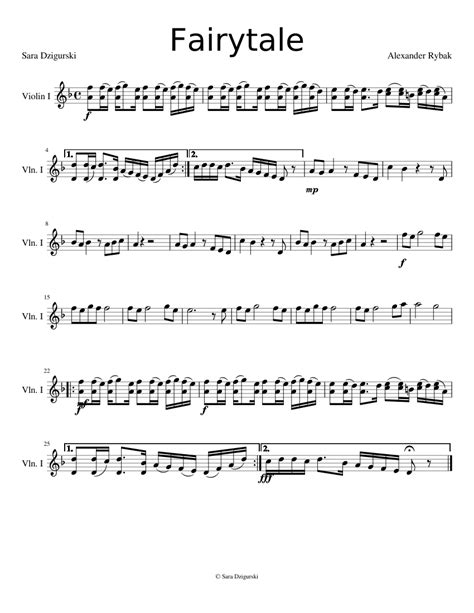 Fairytale By Alexander Rybak For Violin Sheet Music For Violin Piano