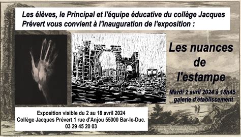 Exposition Au L A C Du Coll Ge Jacques Pr Vert De Bar Le Duc Arts