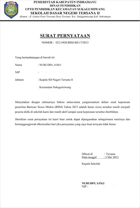 Contoh Surat Keterangan Siswa Tidak Menerima Bantuan Surat Keterangan