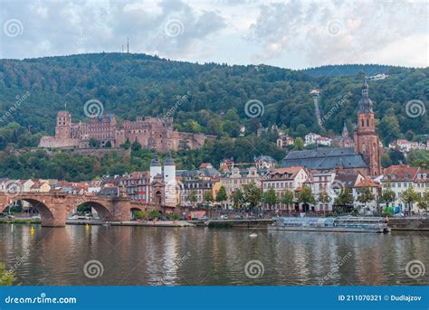 Panorama Of Heidelberg Behind Neckar River Germany Stock Image Image