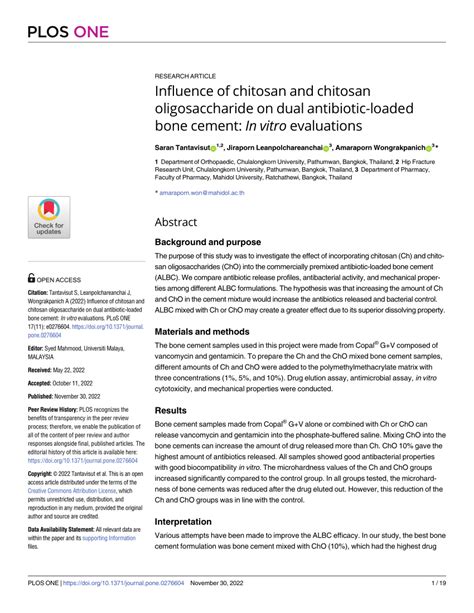 Pdf Influence Of Chitosan And Chitosan Oligosaccharide On Dual