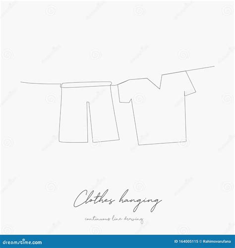 Continuous Line Drawing Clothes Hanging Simple Vector Illustration