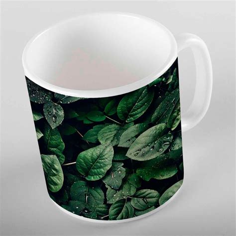 Else Taza De Cer Mica Con Estampado D De Hojas De Selva Tropical En