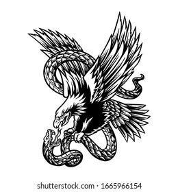 Early American Eagle And Snake Clipart