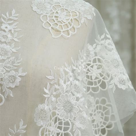 Floral Pattern Embroidered Lace Fabric By The Yard Oneyard