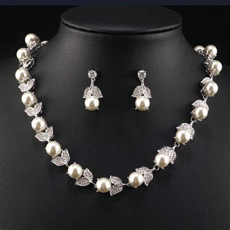 Uilz Elegant Simulated Pearl Bridal Jewelry Sets Wedding Jewelry