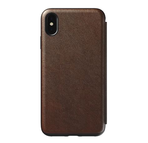 Nomad Horween Leather Rugged Folio Case For Iphone Xs Max Rustic Brown