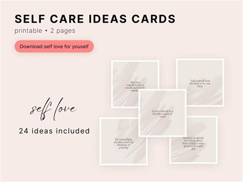 24 Self Care Cards Printable Printable Cards Letter A4 Size Etsy