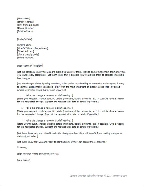 Counter Job Offer Letter Template For Word