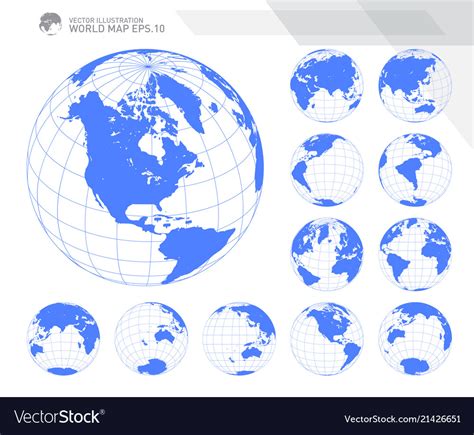 Blue Earth Globes Set Royalty Free Vector Image