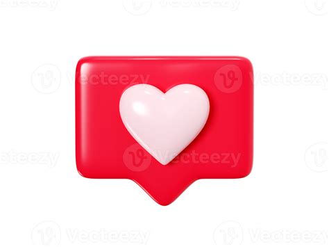 Speech Bubble With Heart D Render Icon Red Love Message Or Social