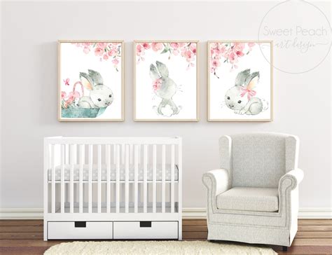 Bunny Rabbit Set Nursery Decor Wall Art Printable Digital Etsy