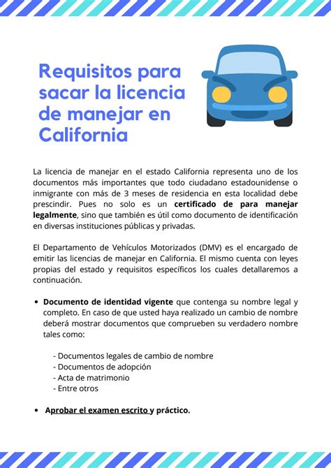 Requisitos Para Sacar La Licencia De Manejar En California By Lakaan