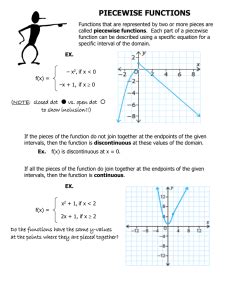 Worksheet Piecewise Functions