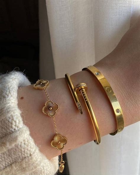 Gold Luxury Bracelets Set T For Her 18k Gold Plated Bracelets In