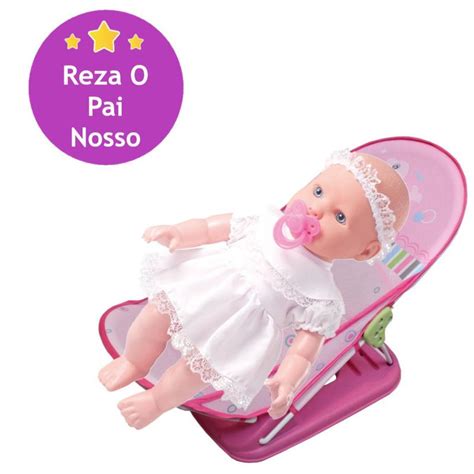 Kit Boneca Que Reza O Pai Nosso Cadeira De Descanso Rosa Milk