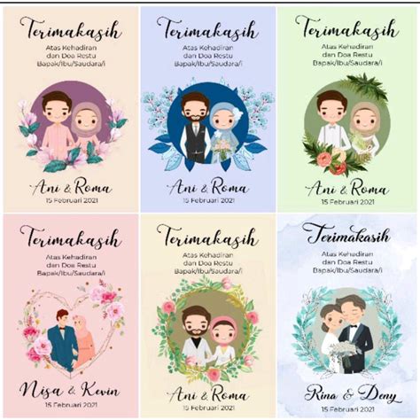 Jual Kartu Souvenir Pernikahan Stiker Wedding Thanks Card Kartu