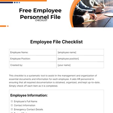 Free Employee Personnel File Checklist Template Edit Online