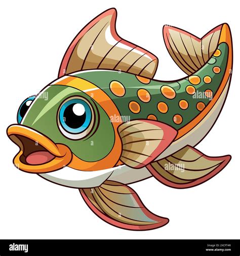 Brook Trout Fish Sits Vector Kawaii Ai Generated Image Clipart