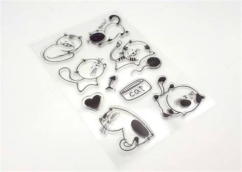 Cat Stamp Set Clear Stamp Set Cute Cat Planner Stamps Cat - Etsy