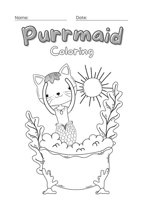 Kids Purrmaid Coloring Pages Kids Responsibility Coloring Etsy