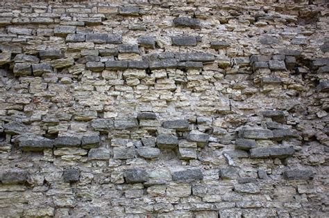 Antiguo Muro De Piedra En Ruinas Estructura De Piedras Antiguas Con