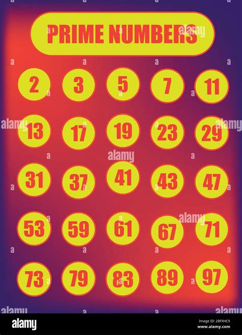 Prime Numbers Between 1 And 100 Stock Vector Image And Art Alamy