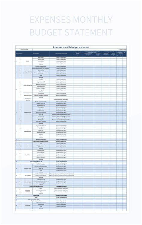 Free Monthly Budget Statement Templates For Google Sheets And Microsoft