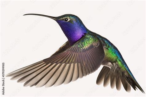 Campylopterus Hemileucurus The Male Violet Sabrewing In Flight White