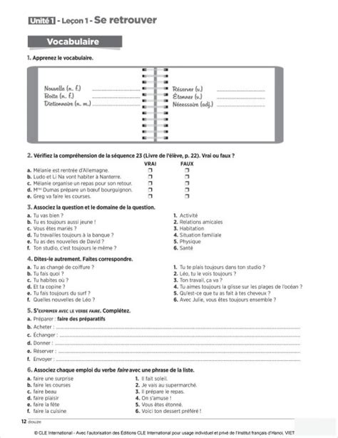 Unité 1 Cahier Fiche Interactive Topworksheets