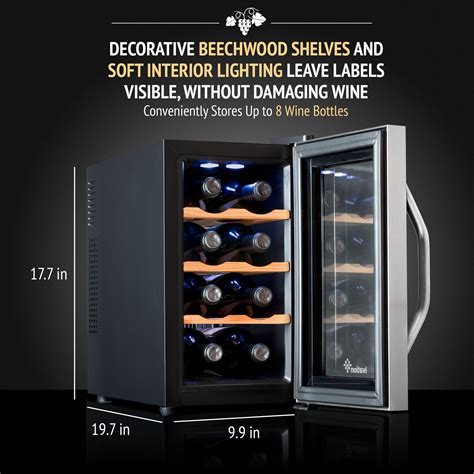 Ivation Premium Stainless Steel 8 Bottle Thermoelectric Wine Coolerchiller Counter Top Red And