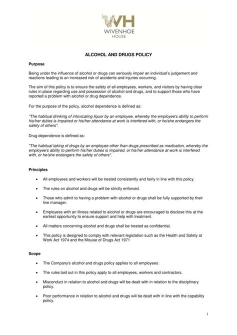 6 Drug And Alcohol Policy Templates Pdf Doc Free And Premium Templates