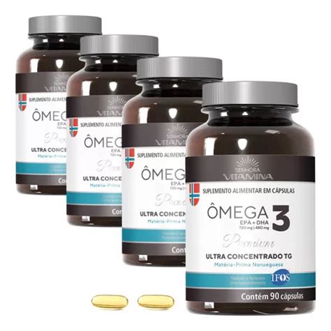 Ômega 3 Ultra Concentrado Da Noruega C Vitamina E 4 Potes Frete Grátis