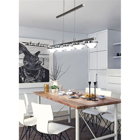 LUZ DESING Lampara 5 Luces Led Lier Moderno Cromo Cocina Living Deco