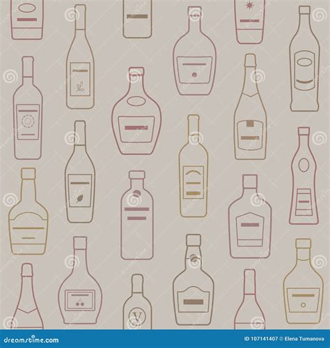 Background Of Alcohol Bottles Seamless Pattern Stock Vector