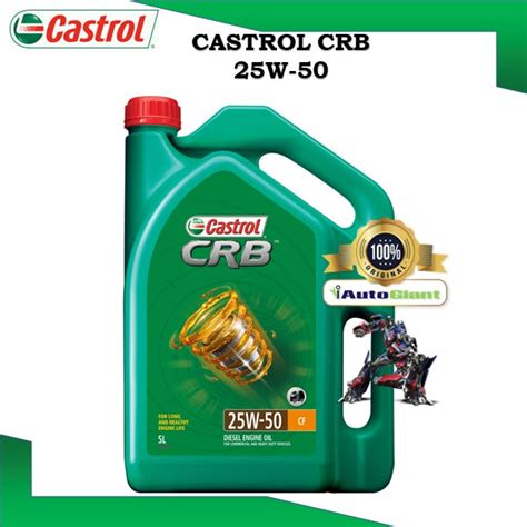 CASTROL CRB 25W50 CF, 5L DIESEL ENGINE OIL (100% ORIGINAL) | Shopee ...