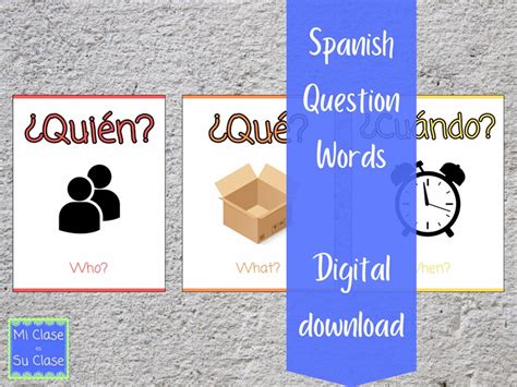 Spanish Question Words Printable Poster Set Spanish Etsy