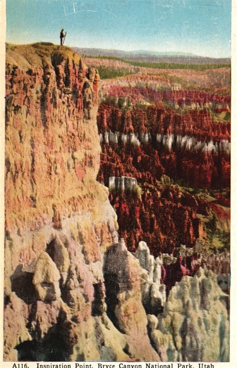 Vintage Postcard Inspiration Point Bryce Canyon Amphitheatre