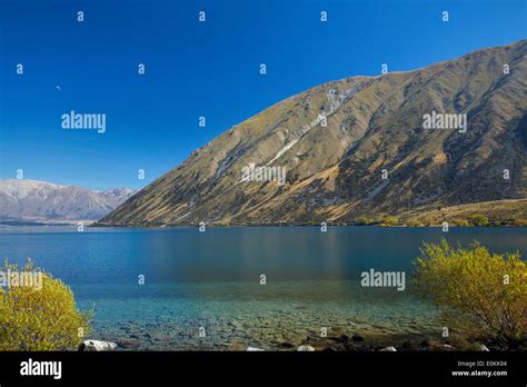 Lake Ohau And Ben Ohau Seen From Alps 2 Ocean Cycle Trail In Autumn