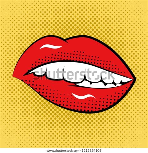 Pop Art Woman Lips Retro Style Stock Vector Royalty Free 1212924106