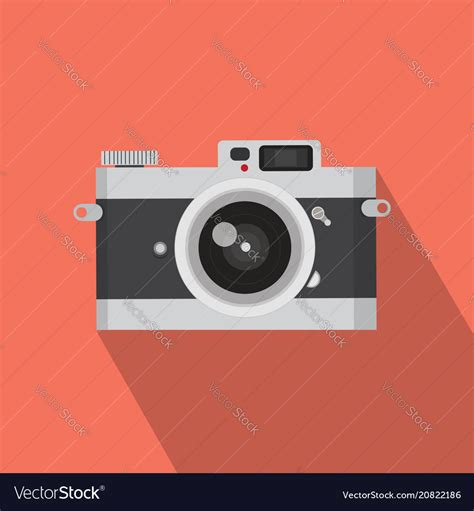 Flat Design Vintage Camera With Long Shadow Vector Image