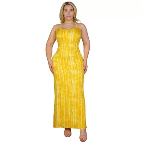 Plus Size Tie Dye Printed Cami Bodycon Maxi Dress