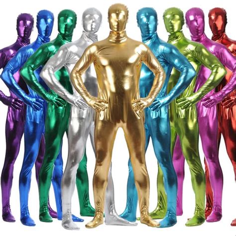 Adult Kid Fullbody Costume Shiny Metallic Men S Tight Zentai Bodysuit