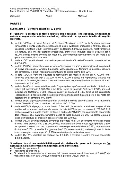 Esame Economia Aziendale 2021 Con Soluzione Corso Di Economia