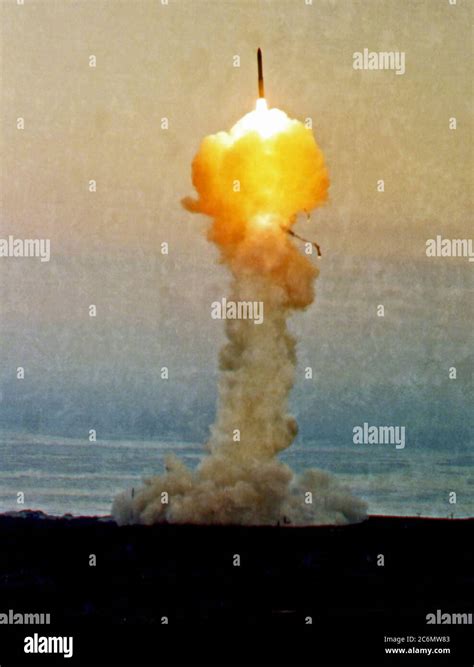 A view of the LGM-30G Minuteman III missile being launched Stock Photo ...