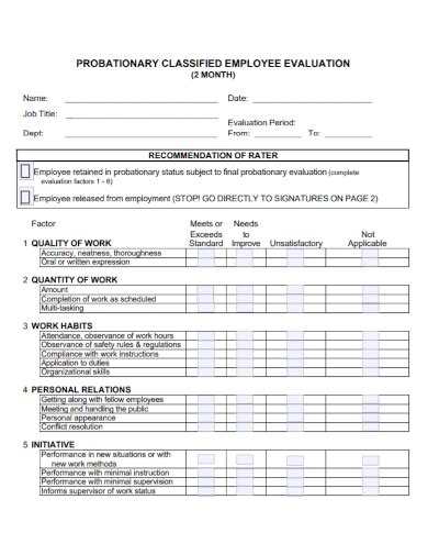 Job Evaluation Form Probationary Period Images And Photos Finder